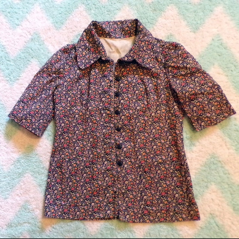 FLORAL TWILL JACKET art smock utility 70's does 30's S xs B2 image 9