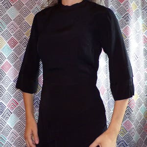 40's BLACK FAILLE 1940's DRESS S D7 image 4