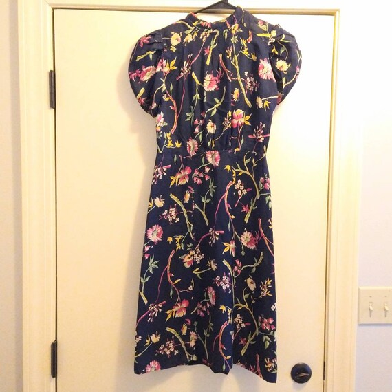 1940's FLORAL RAYON DRESS 40's xs (F1) - image 4