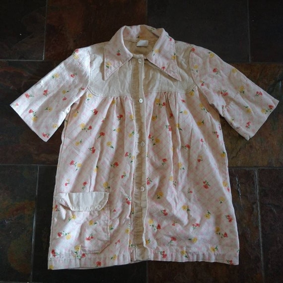 1970's does 1930's COTTON SMOCK BLOUSE S - image 2