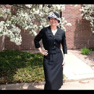 beautiful BLACK 1950&#39;s SKIRT SUIT miller cupaioli M (K5)