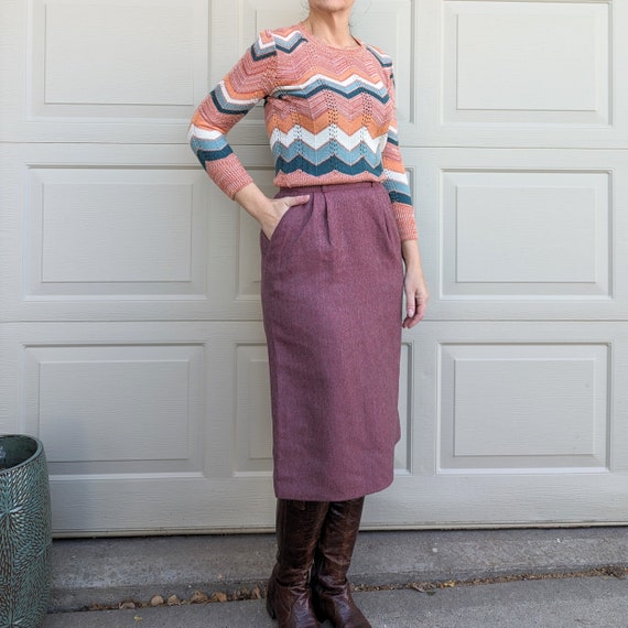 Cacharel, vintage CACHAREL PARIS wool SKIRT with pockets S (A10)