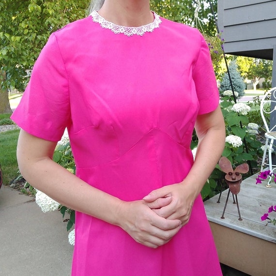 1960's 1970's PINK MOD DRESS M (K4) - image 3