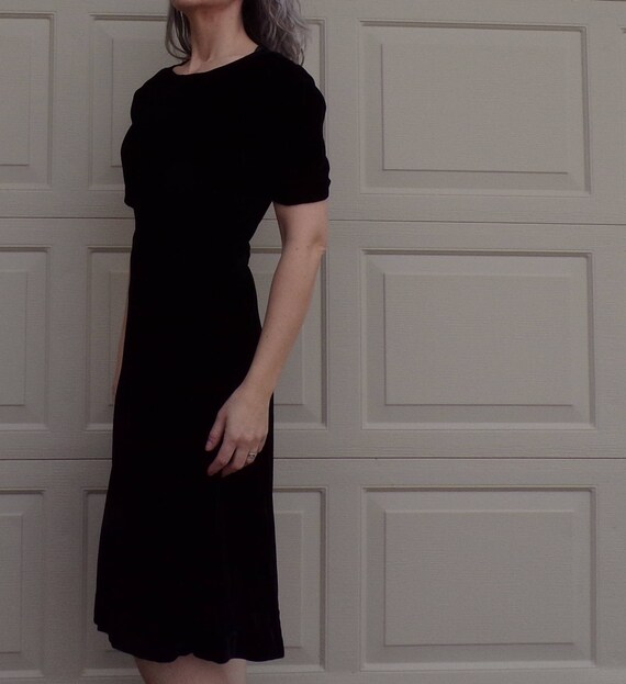 BLACK SILK VELVET 1930s 30s dress S (F2) - image 6