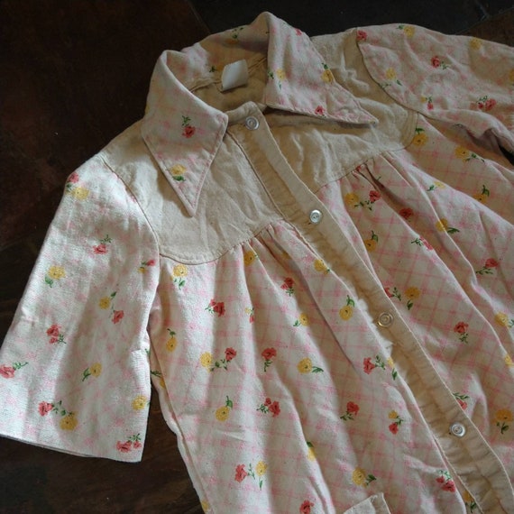 1970's does 1930's COTTON SMOCK BLOUSE S - image 7