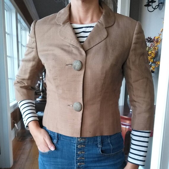 ADELE SIMPSON 1960's JACKET 60's silk S (E10) - image 1