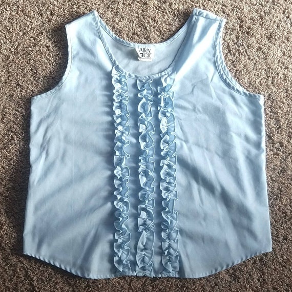 1980's 80's RUFFLED TANK BLOUSE alley cat L xl (J… - image 9