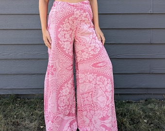 WIDE LEG PANTS trousers made of a vintage bedspread M (N9)