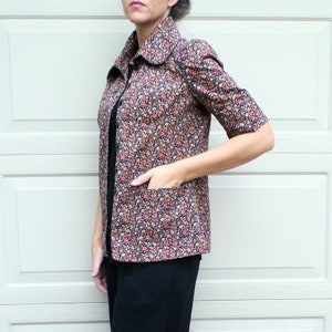 FLORAL TWILL JACKET art smock utility 70's does 30's S xs B2 image 3