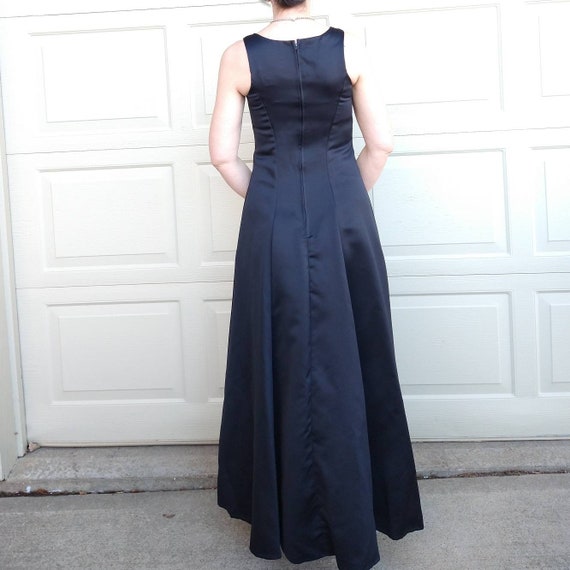 ZUM ZUM black satin GOWN long dress 1990's 90's S… - image 7