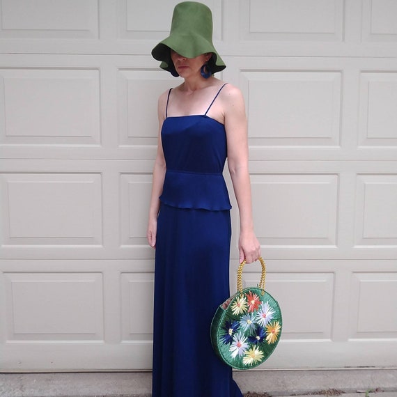 GREEN WOOL FELT floppy hat 1970's 70's