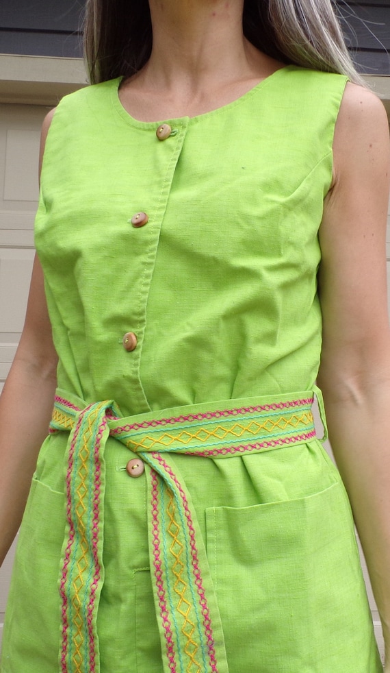 lime green TUNIC SHORTS SET byer 60's 70's xs S (… - image 4