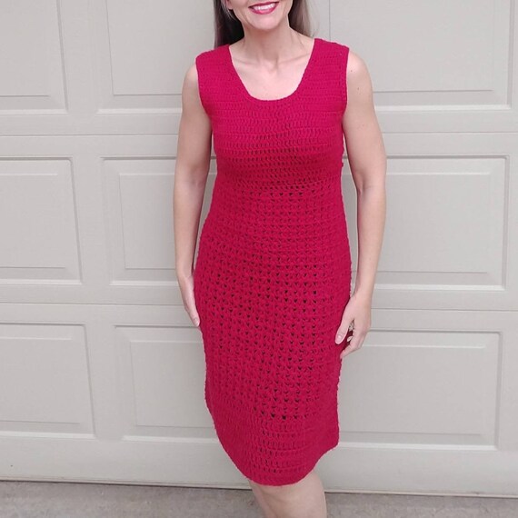 BERRY CROCHETED DRESS 1960s 1970s knit sweater S M