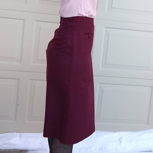 deadstock BURGUNDY WOOL SKIRT high waist A-line S B6 image 4