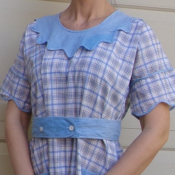 1930's COTTON DAY DRESS 30's M (B9)