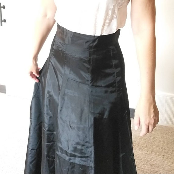 HIGH WAISTED MAXI skirt black taffeta S (D5) - image 6