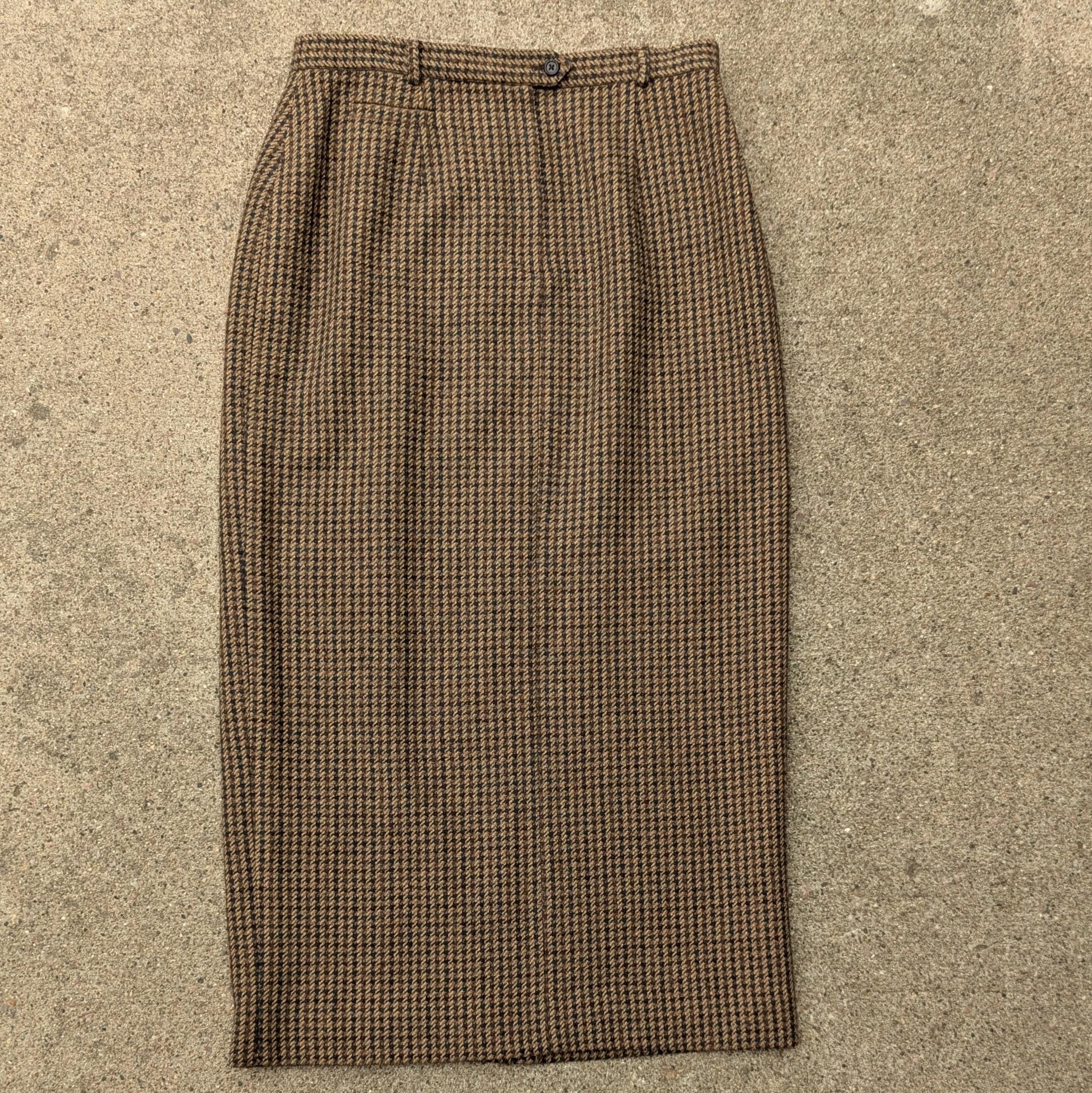 RALPH LAUREN houndstooth wool silk trouser skirt 33 (P2)
