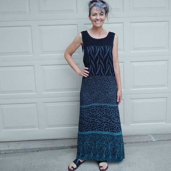 1990's 90's CAROLE LITTLE maxi DRESS M (J7)
