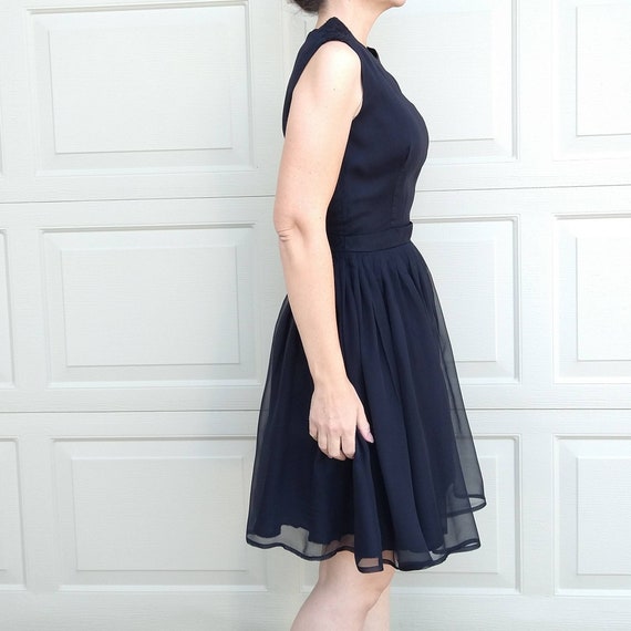 BLACK CHIFFON party DRESS 1950s 1960s S (G12) - image 6