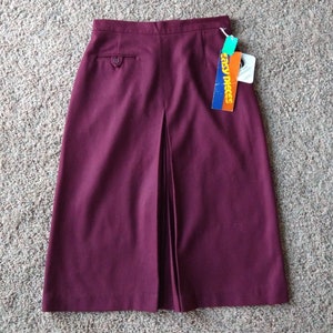 deadstock BURGUNDY WOOL SKIRT high waist A-line S B6 image 7