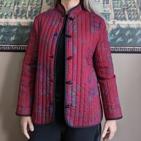 quilted ASIAN INSPIRED JACKET 1970's 70's S M (G4) - image 1
