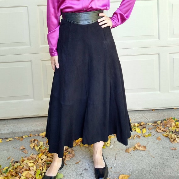 buttery soft SUEDE LEATHER SKIRT long maxi S (F5) - image 5