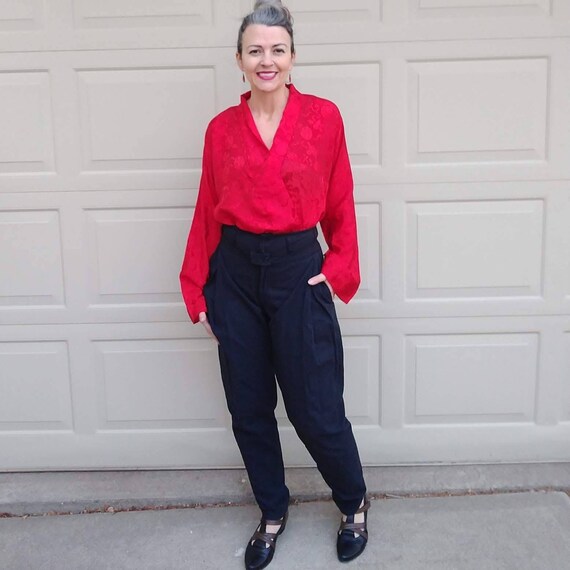 HIGH WAISTED black PANTS 1980's 80's S