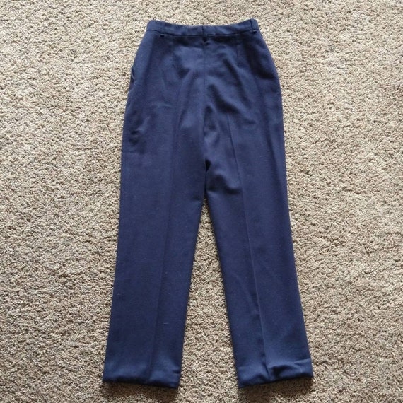 NAVY BLUE WOOL high waisted trousers S xs - image 3