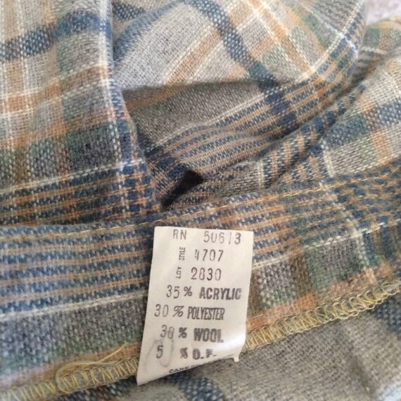 SOFTLY PLEATED plaid SKIRT gray blue tan xs (B6) - image 9