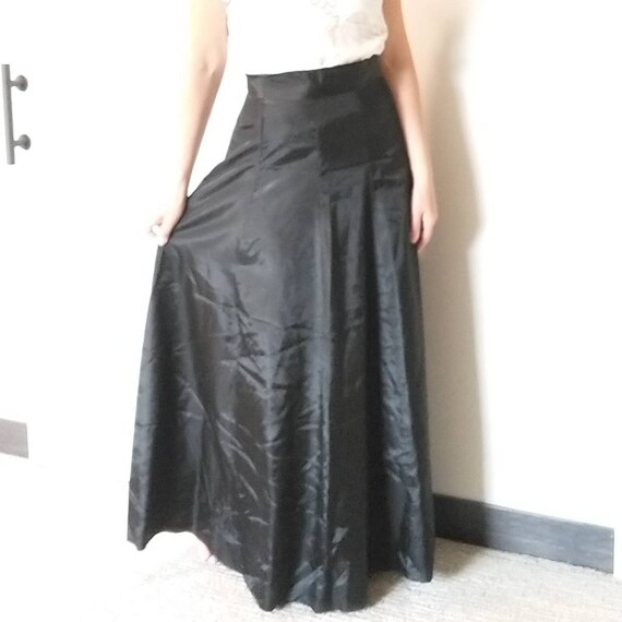 HIGH WAISTED MAXI skirt black taffeta S (D5) - image 4