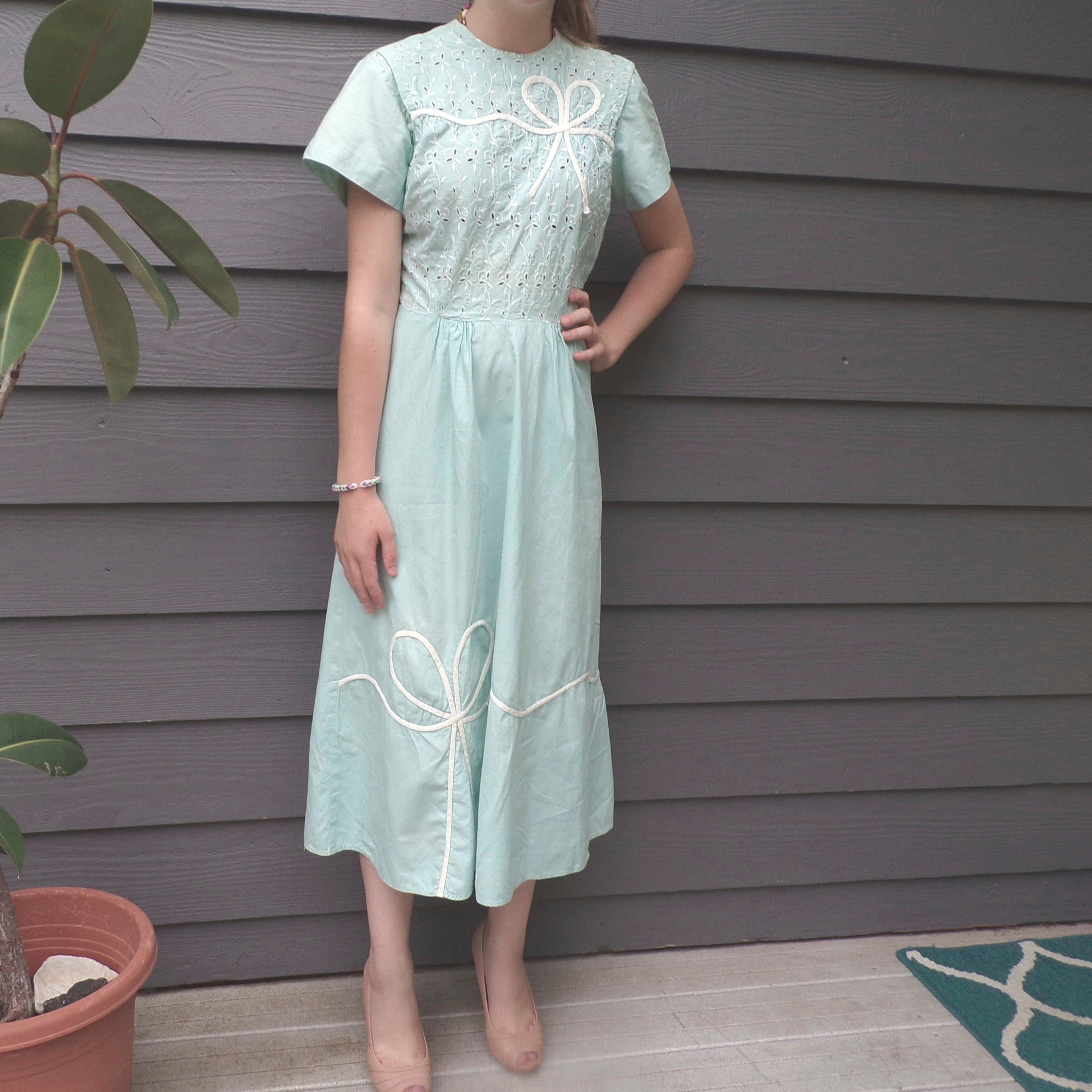 LIGHT BLUE 1950's DRESS Cotton Eyelet 50's Xs S A2 - Etsy Canada
