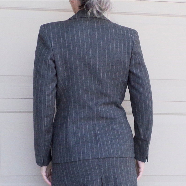 1954 GRAY WOOL SUIT 50's winter skirt set 1950's S K7 image 9