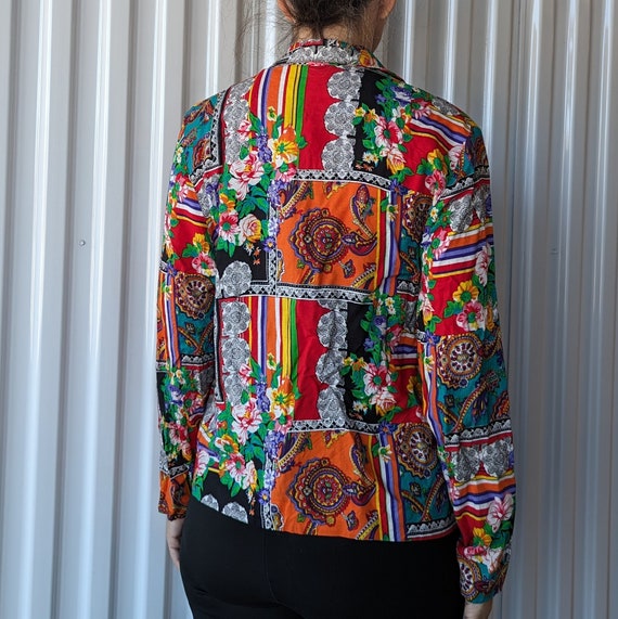 BRIGHT RAYON JACKET 1980's 80's S M (02) - image 8
