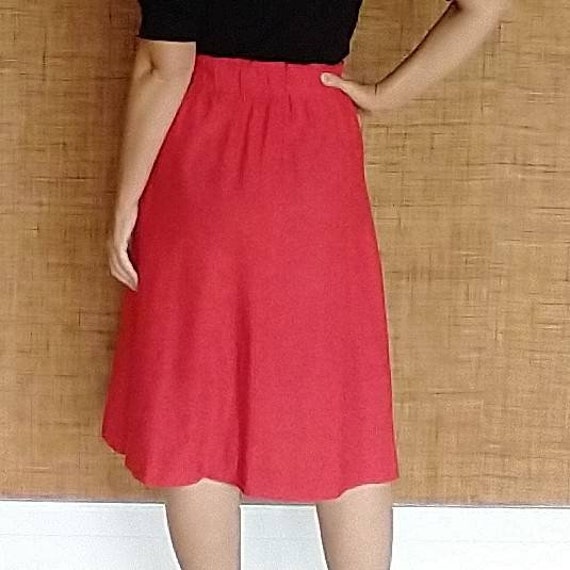 RED MIDI SKIRT 1980's vintage with pockets S M (G… - image 6