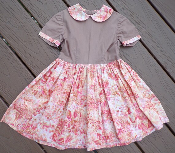 VINTAGE TODDLER girl DRESS Peter Pan collar 50's … - image 1