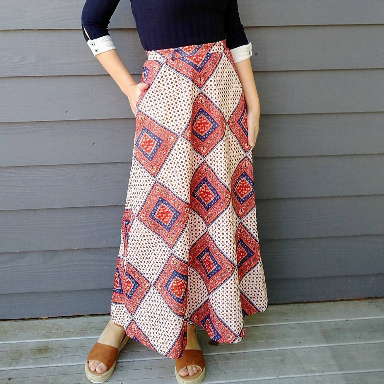 【8/17まで値下げ】70s flower pattern long skirt lucky-vintage-seattle-70s-