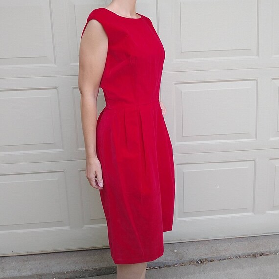 CRANBERRY RED VELVET 1960's 60's Sheath 