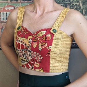 CUTE 40&#39;s 1940&#39;s style PINUP TOP vintage pattern and fabric S