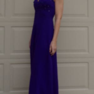 1970's PURPLE MAXI DRESS with jewel accents sleeveless gown S D1 image 3
