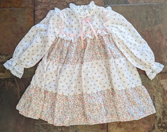 1980's CALICO FLORAL DRESS 80's toddler 3 (K11)