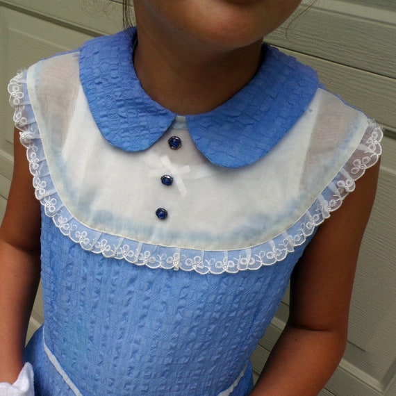 ADORABLE 1950's GIRLS DRESS cornflower blue sheer… - image 3