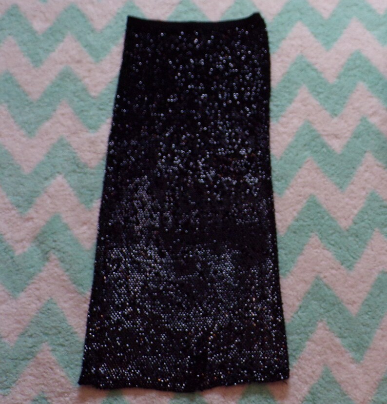 BLACK SEQUIN maxi SKIRT or tube dress 50/'s 60/'s xs S M K5