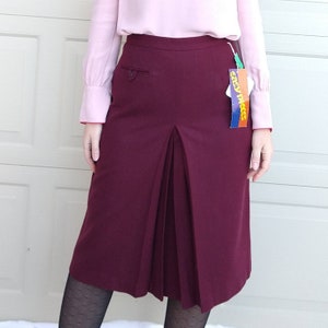 deadstock BURGUNDY WOOL SKIRT high waist A-line S B6 image 2