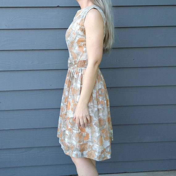 1960's WATERCOLOR FLORAL DRESS 60's S (E2) - image 7