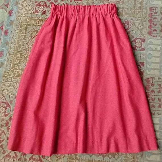 RED MIDI SKIRT 1980's vintage with pockets S M (G… - image 8