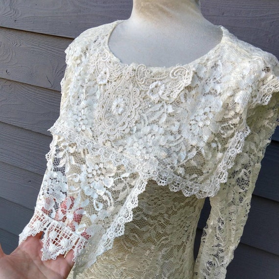 1980's SHEER LACE DRESS 80's xs (K5) - image 3