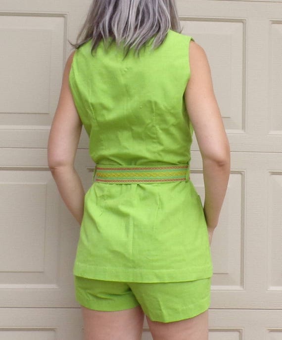 lime green TUNIC SHORTS SET byer 60's 70's xs S (… - image 7