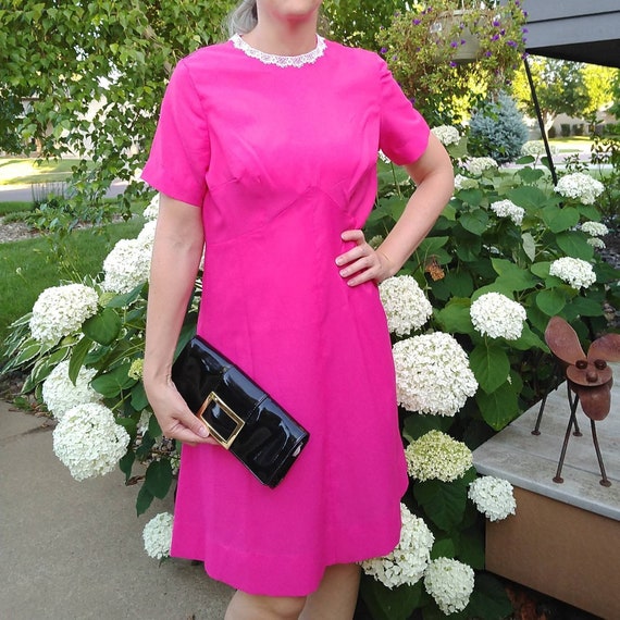 1960's 1970's PINK MOD DRESS M (K4) - image 1