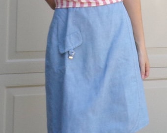 vintage bobbie brooks CHAMBRAY WRAP SKIRT 1960's 60's S