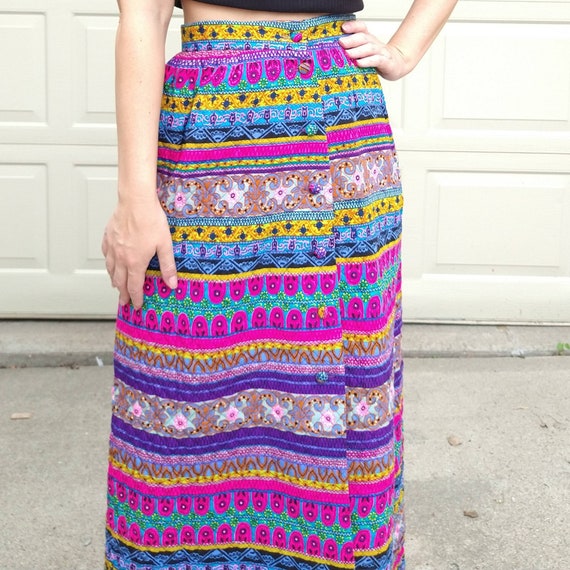 ALEX COLMAN quilted maxi SKIRT psychedelic S M (A… - image 5